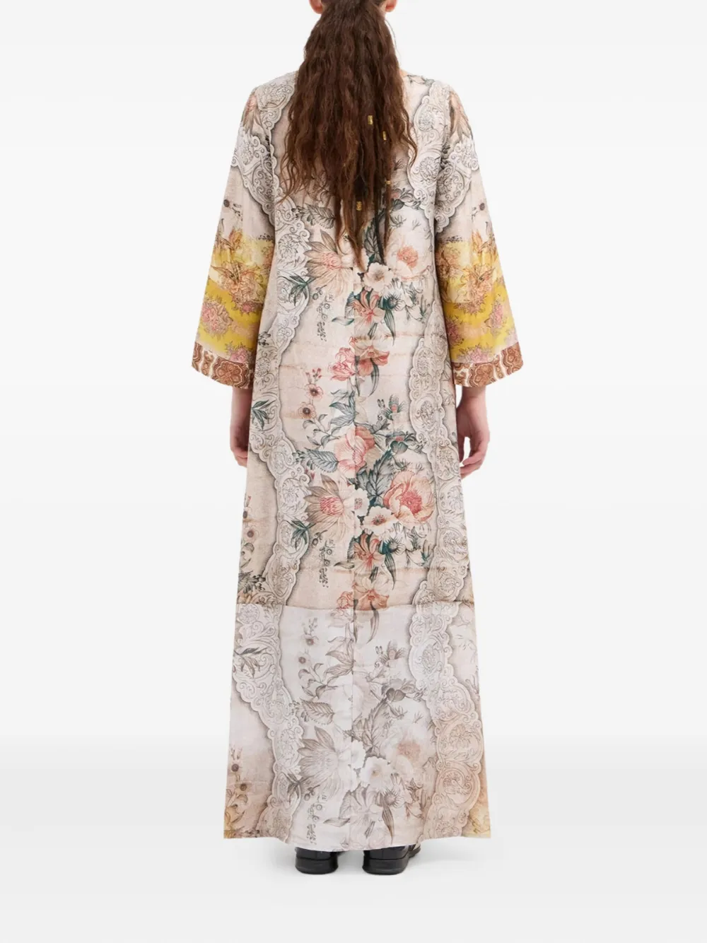 Pierre-louis Mascia Floral Silk Maxi Dress In Neutral