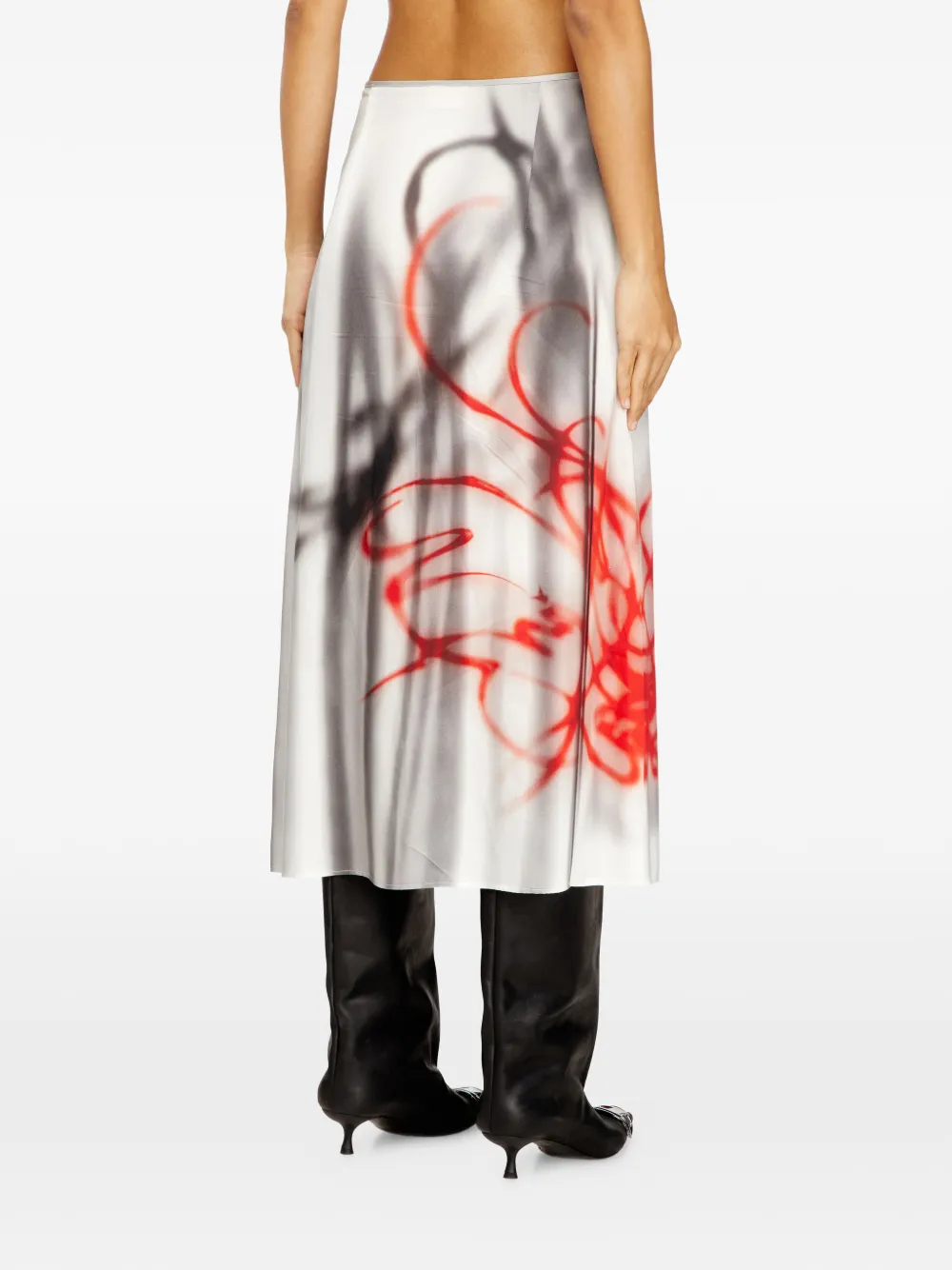 Diesel O-Rchid-S1 midi-rok met print Grijs