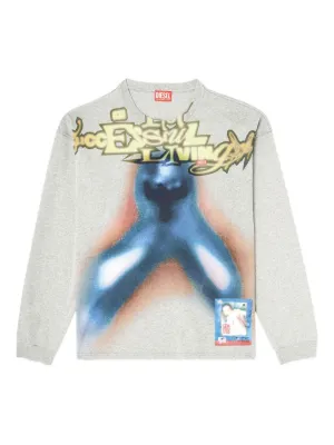 Diesel T-Boxt-Ls-V4 Long Sleeve Graphic T-Shirt | Grey | FARFETCH