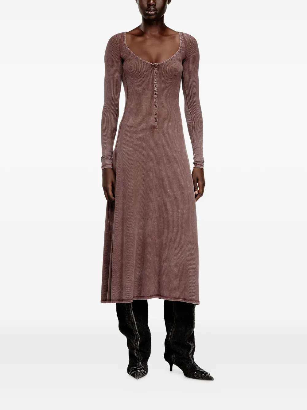 D-Ley ribbed buttoned midi dress