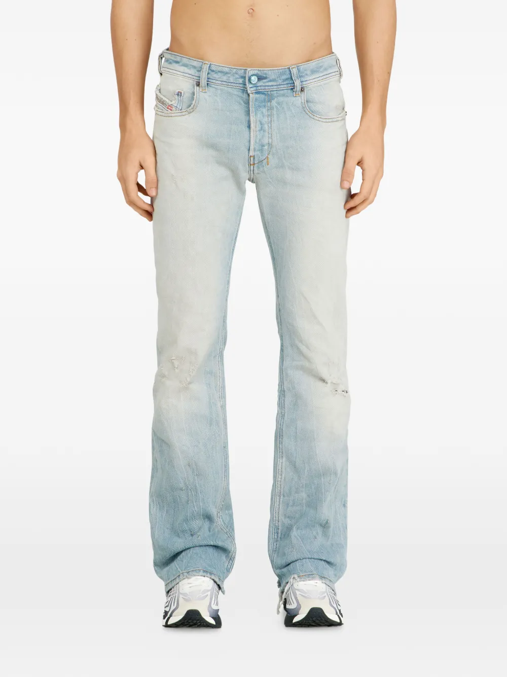 Diesel Zatiny 09n48 Frayed Bootcut Jeans - Blue 