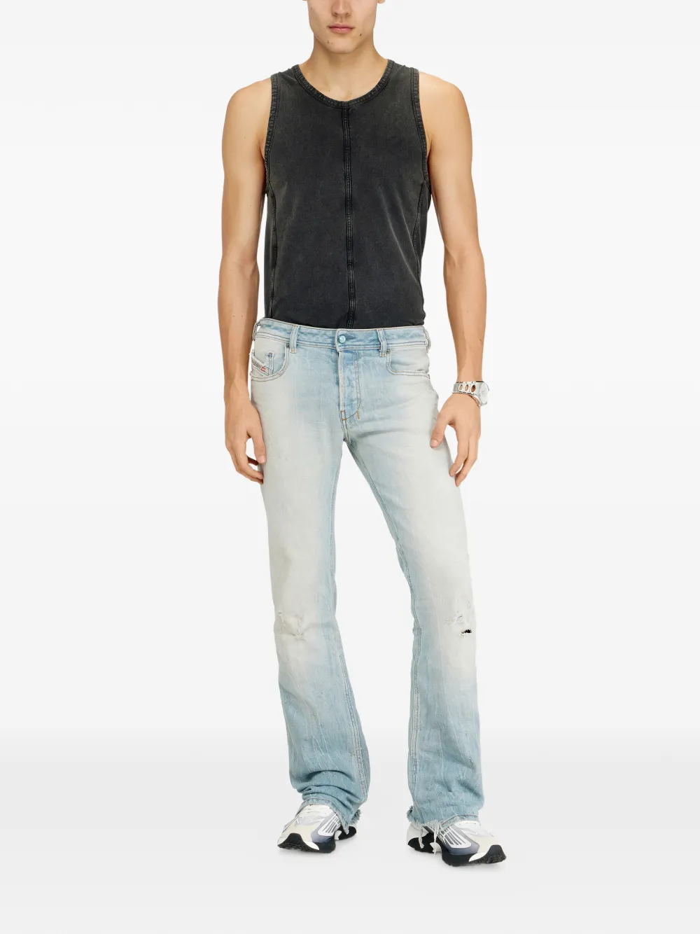  Diesel Zatiny 09n48 Frayed Bootcut Jeans - Blue 