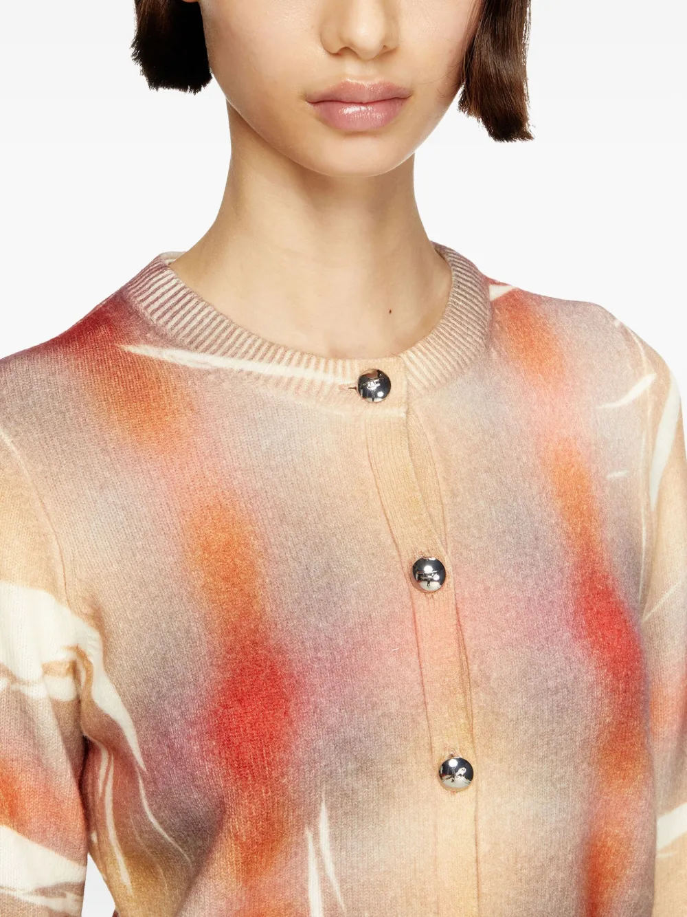 Diesel M-chloty Silver Button Check Cardigan In Multi