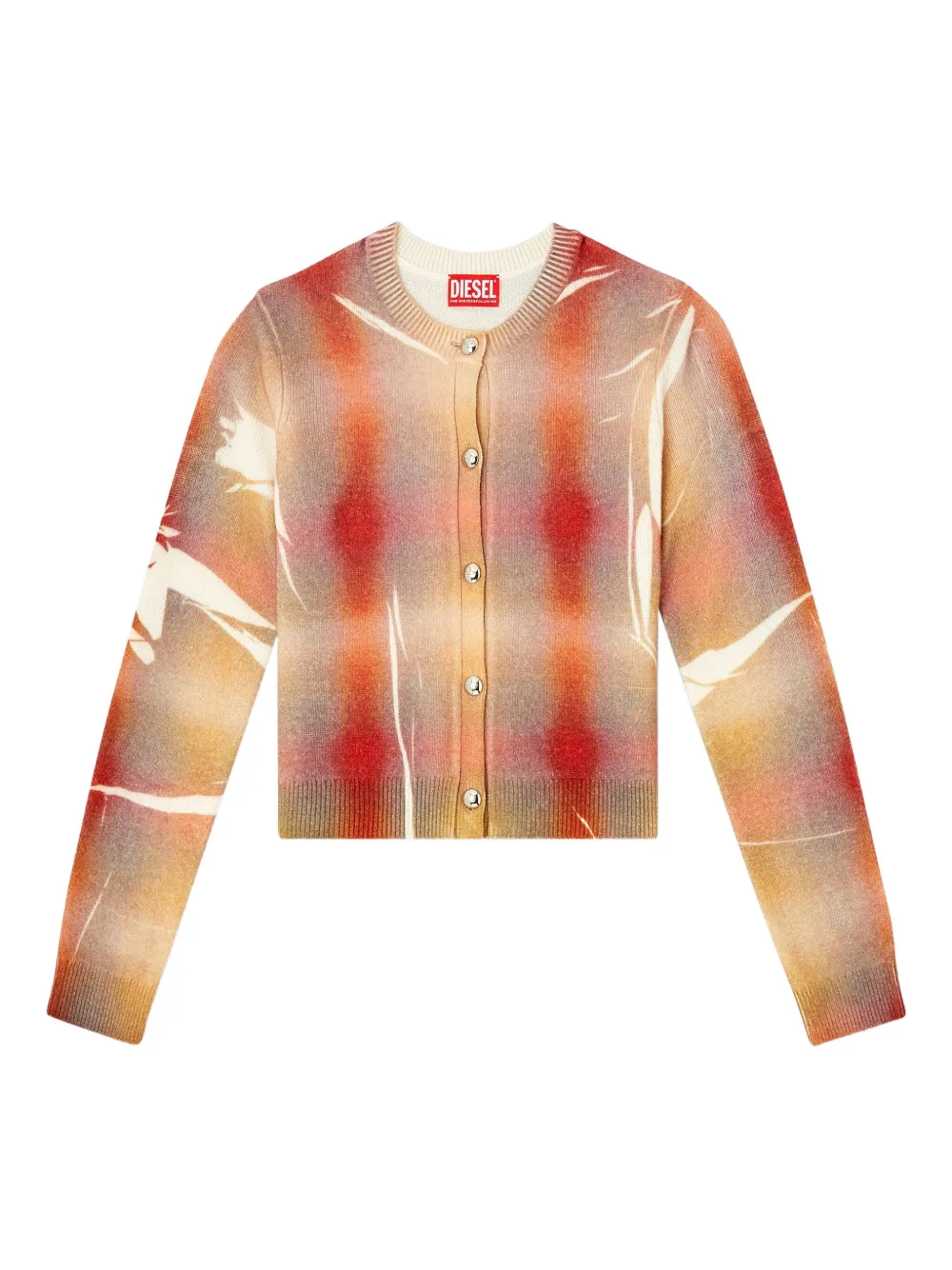 Diesel M-chloty Silver Button Check Cardigan In Multi