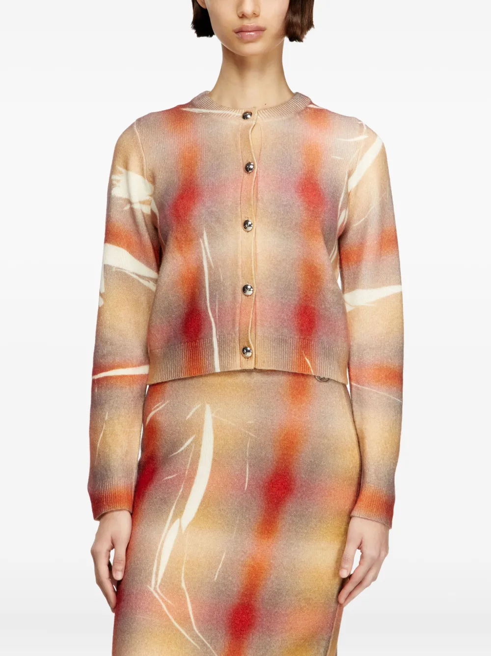 Diesel M-chloty Silver Button Check Cardigan In Multi