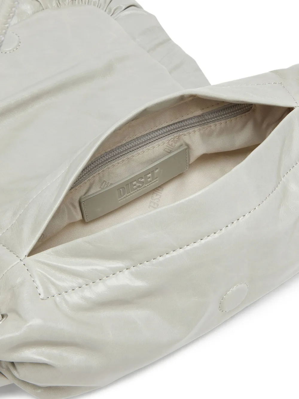 Diesel Scrunch-D leren schoudertas Wit