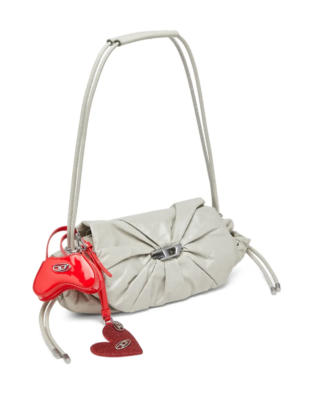 Diesel Scrunch-D leren schoudertas Wit