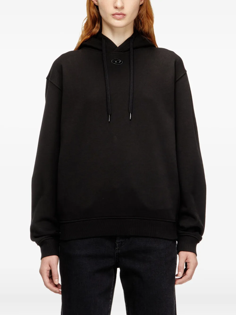 Diesel F-normy Logo-embroidery Hoodie In Black