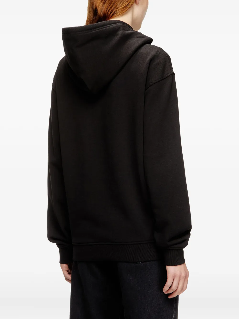 Diesel F-normy Logo-embroidery Hoodie In Black