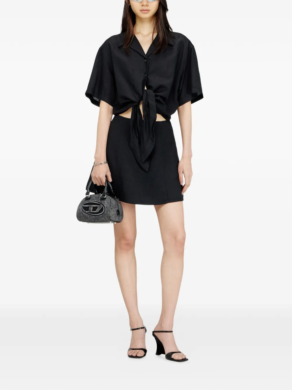  Diesel Stall Tie-front Mini Dress - Black 