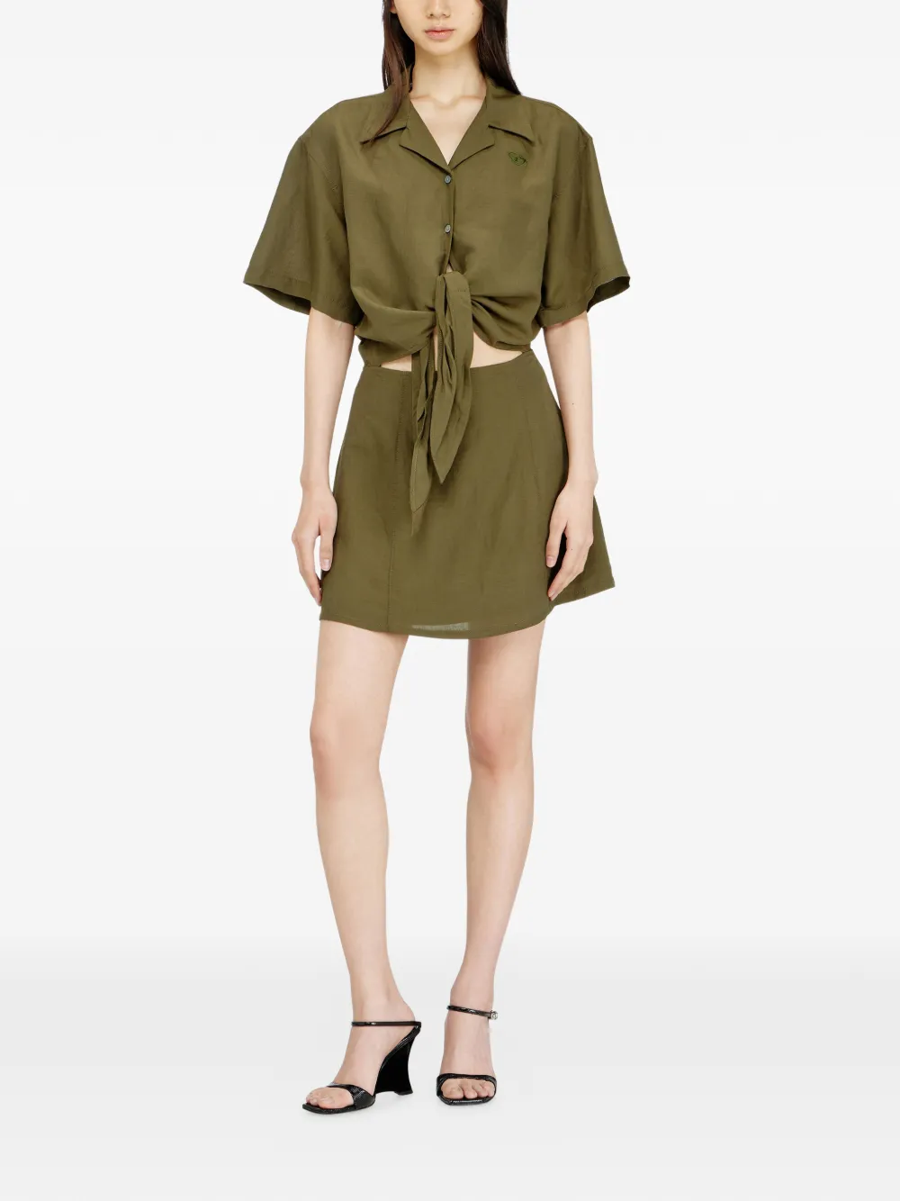  Diesel Stall Tie-front Mini Dress - Green 