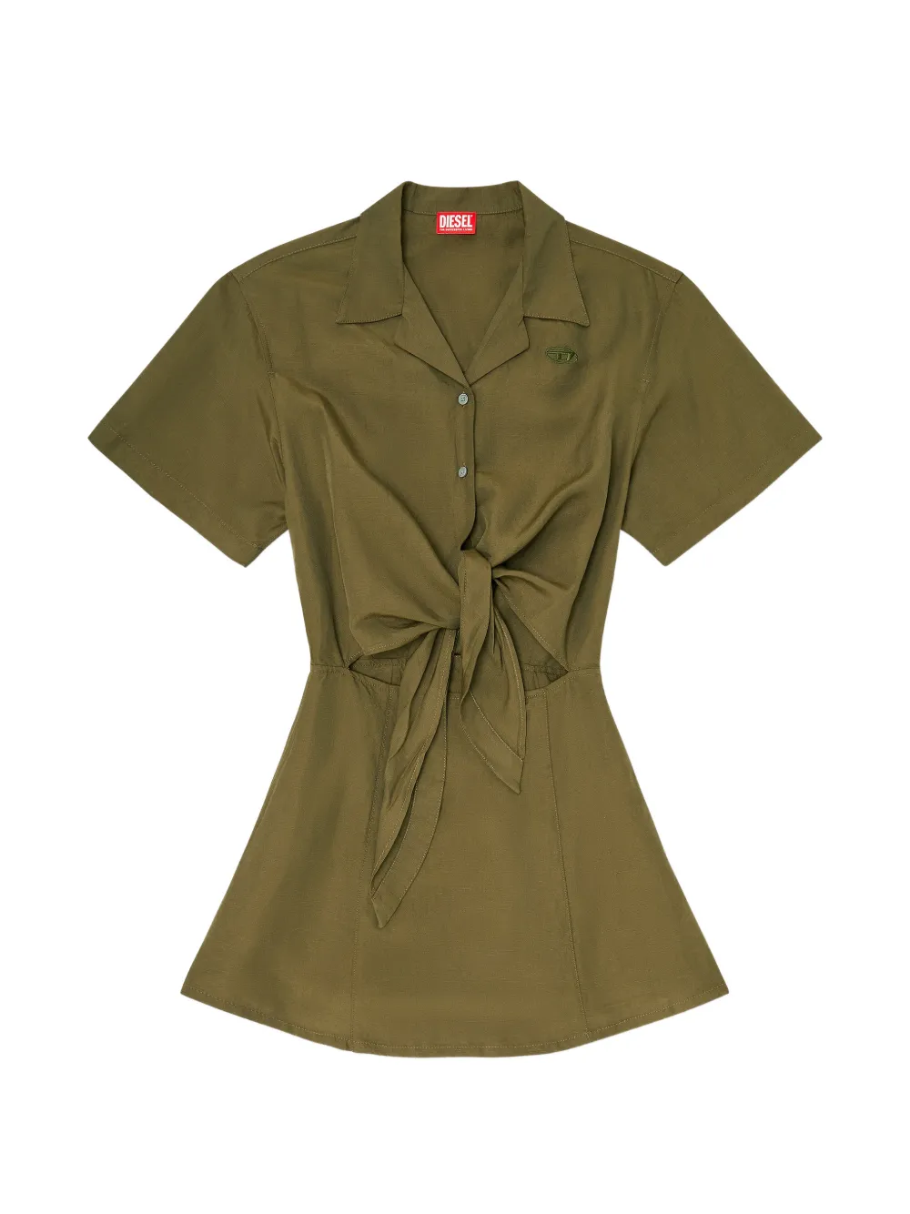 Diesel Stall tie-front mini dress - Verde