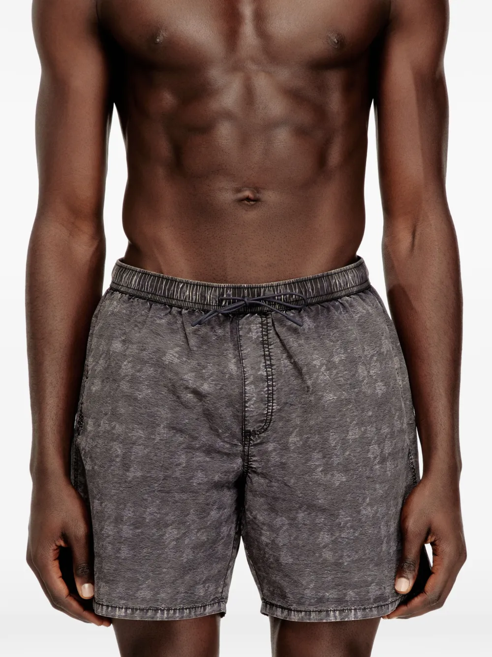  Diesel Drawstring Denim-effect Swim Shorts - Grey 