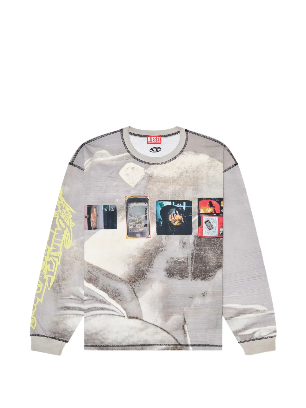 Diesel T-Boxt-Ls graphic-pattern T-shirt - Grigio