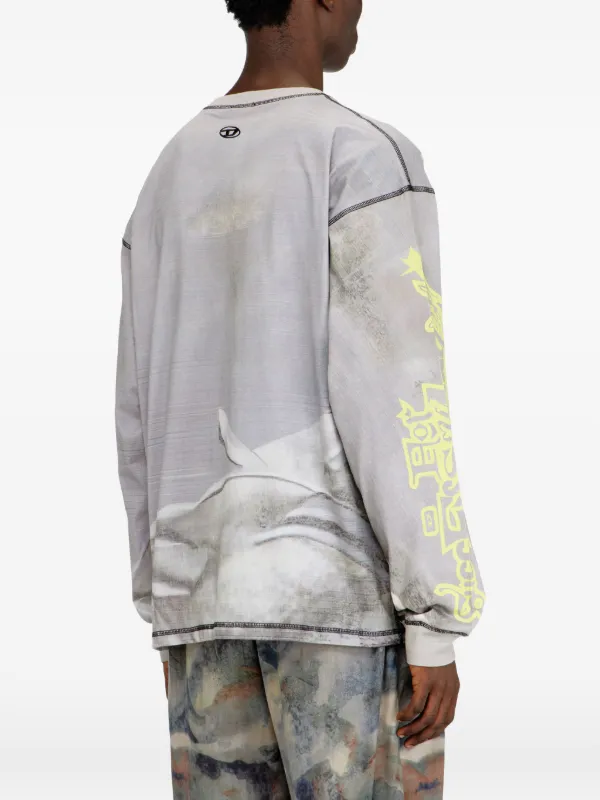 Diesel T-Boxt-Ls graphic-pattern T-shirt | Grey | FARFETCH