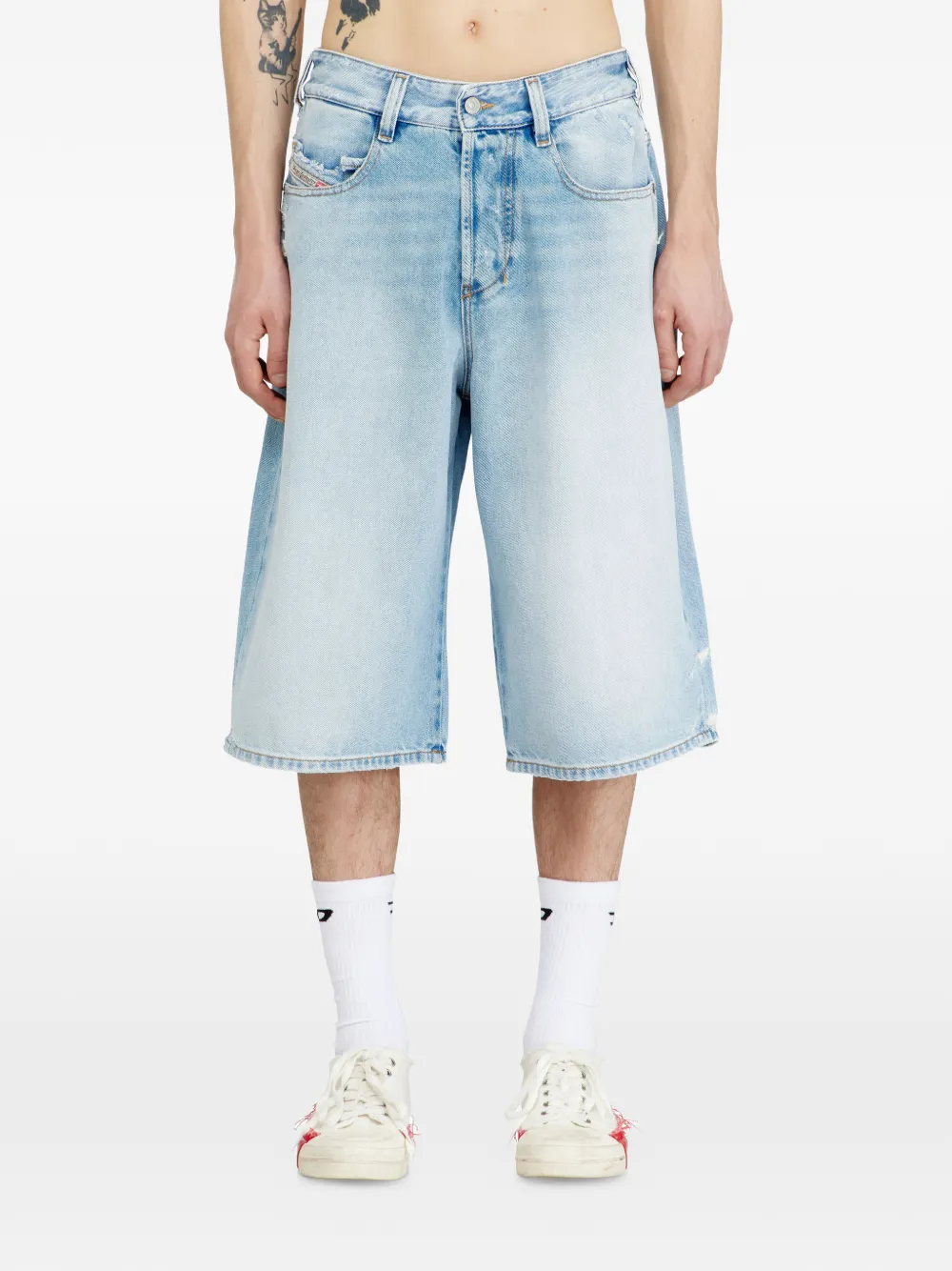 Diesel D-Enim-M gerafelde denim shorts Blauw