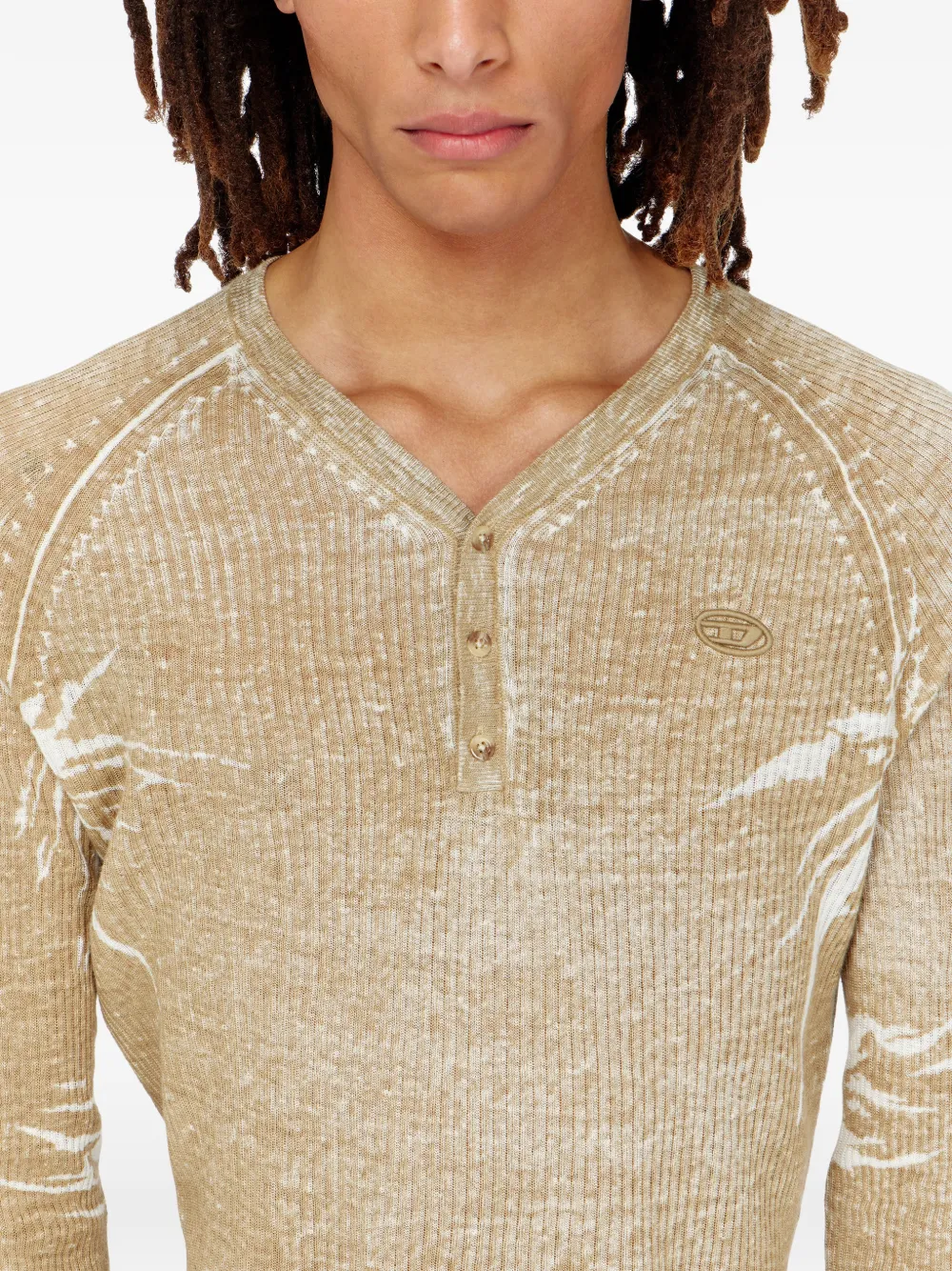 Diesel Geribbelde trui met V-hals Beige