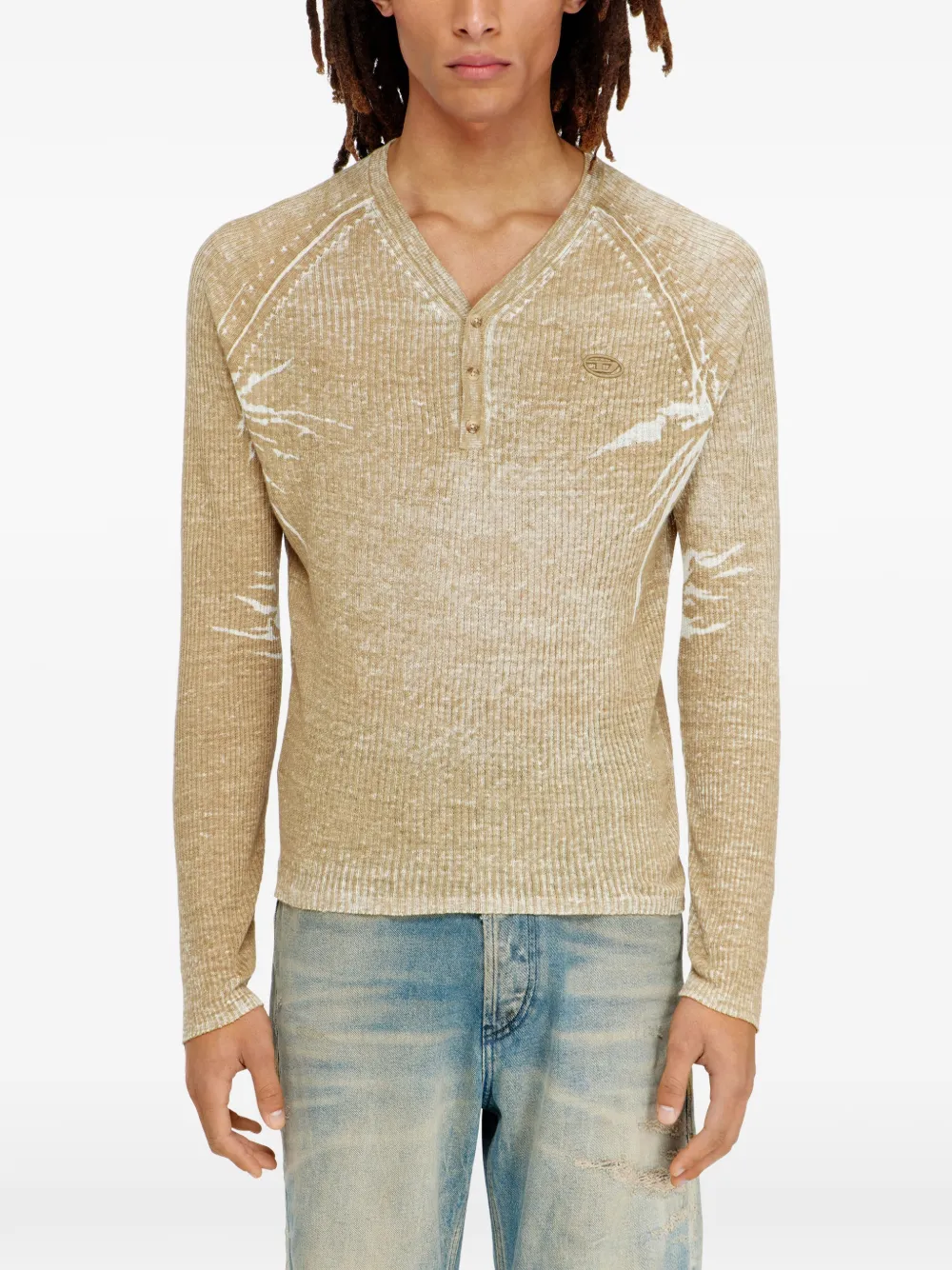  Diesel Ribbed V-neck Sweater - Neutrals 
