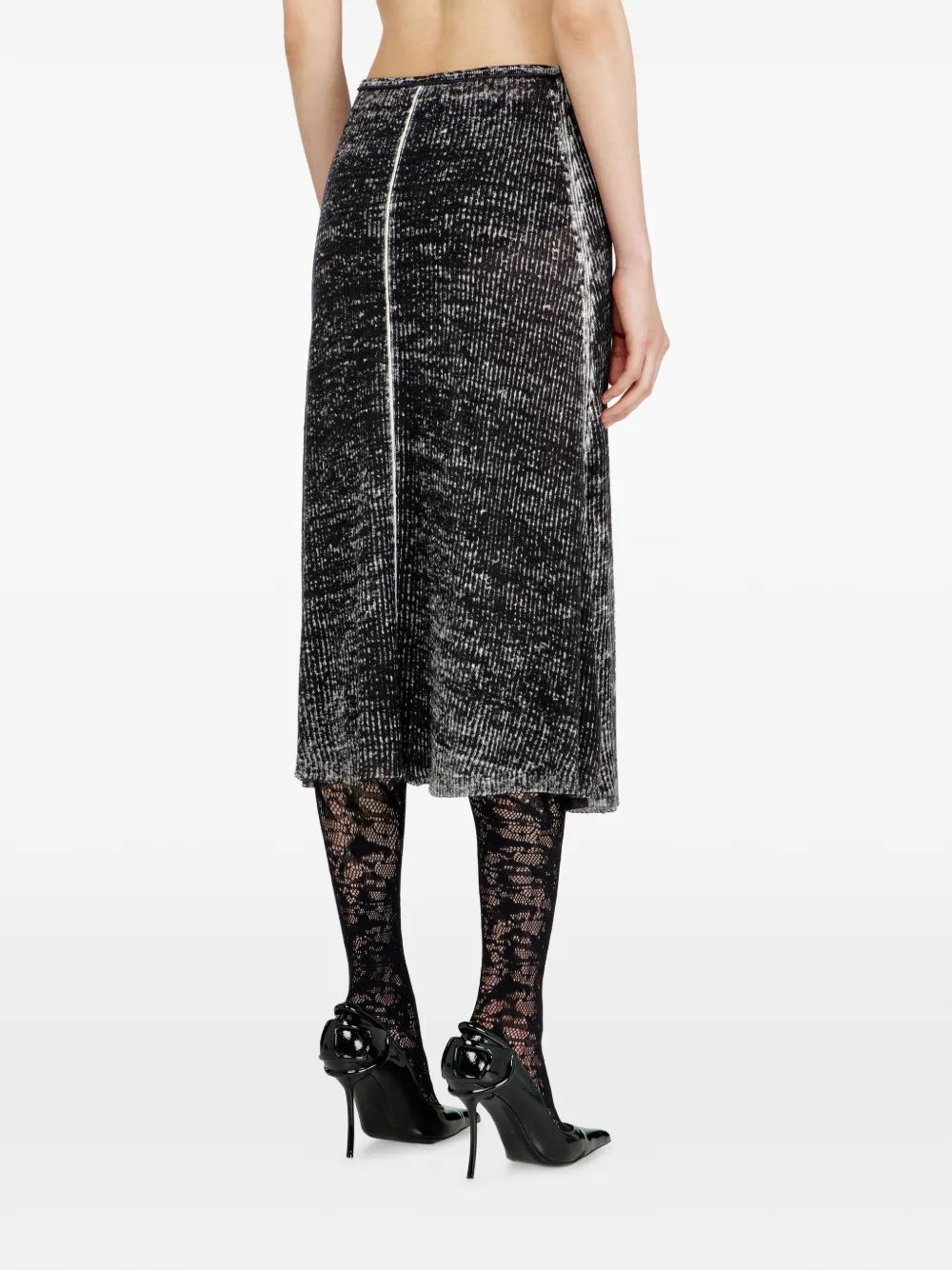 Diesel M-Livette midi-rok met gedraaide taille Zwart