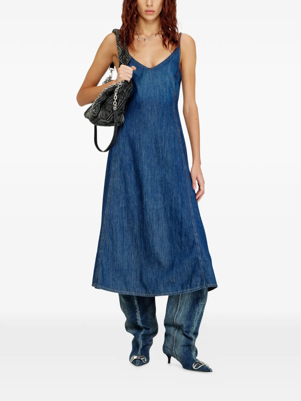 Diesel De-Beld-D midi-jurk Blauw