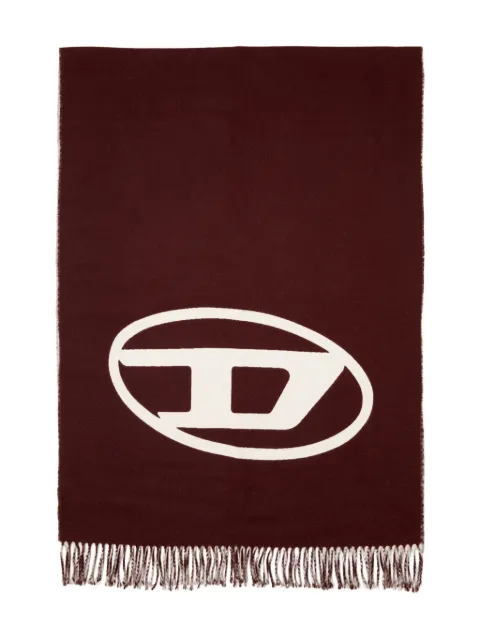 Diesel S-Tevie oval D-logo fringed-edge scarf