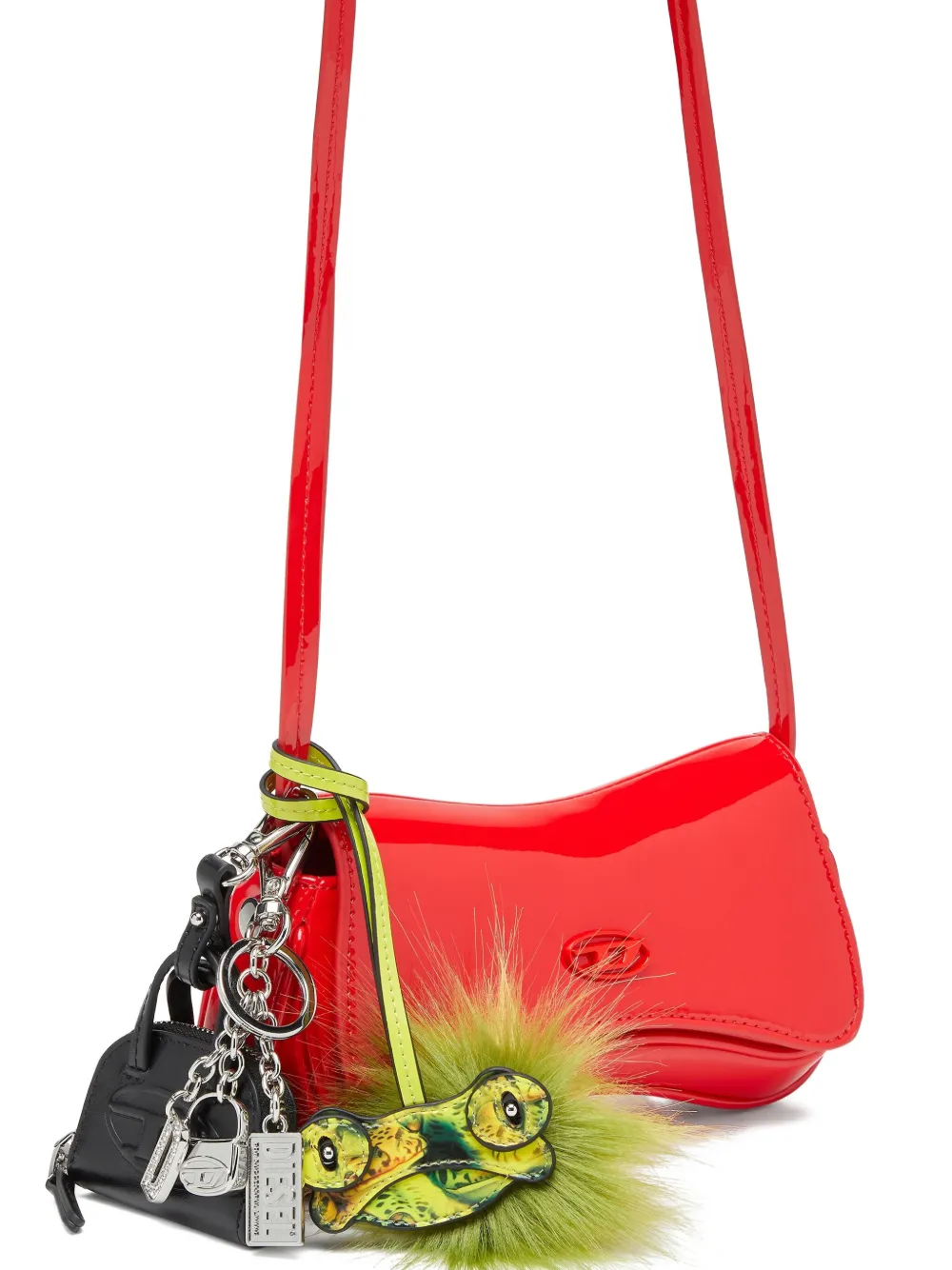 Diesel Play-small Crossbody Bag In Glossy Pu In Red