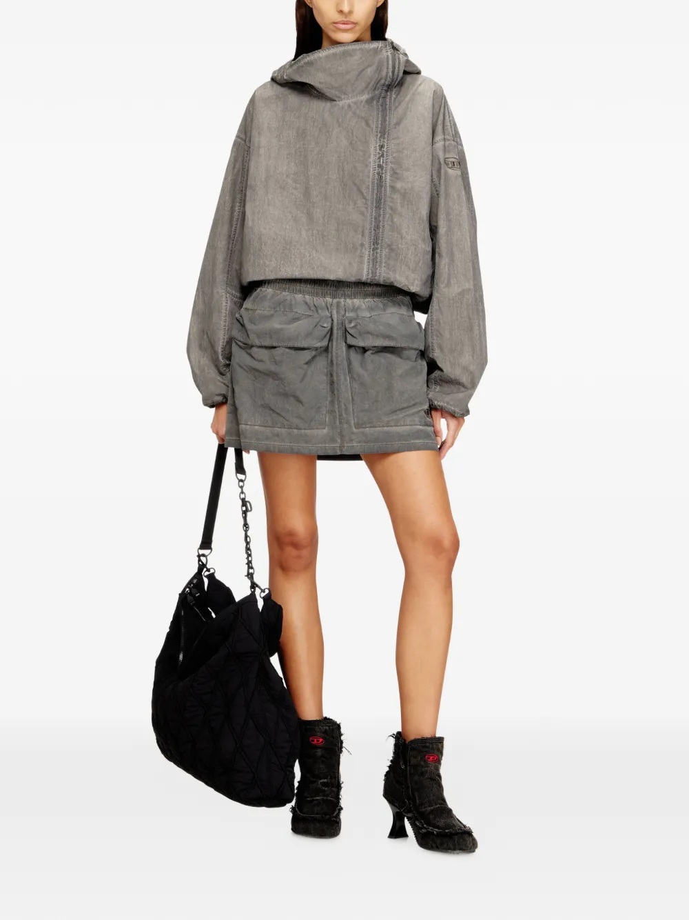 Diesel O-Cean-S1 pocket elasticated mini skirt - Grijs