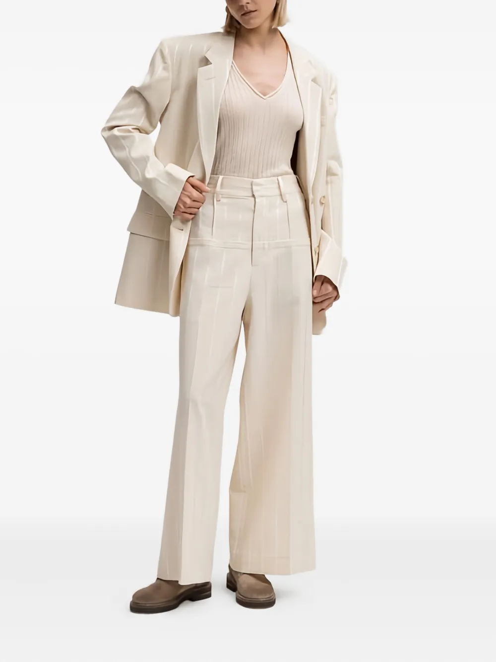 Uma Wang Gestreepte broek - Beige