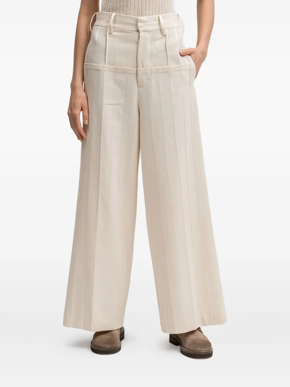 Uma Wang Gestreepte broek Beige