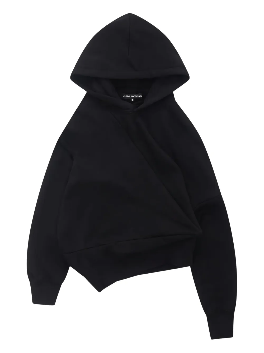 Junya Watanabe Asymmetric-design Cotton Hoodie In Black