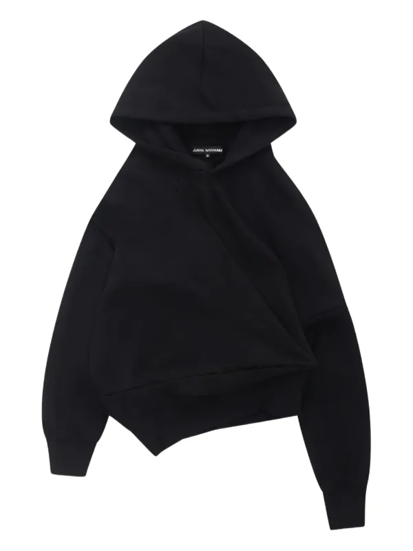 Junya Watanabe Asymmetric-design Cotton Hoodie in Black