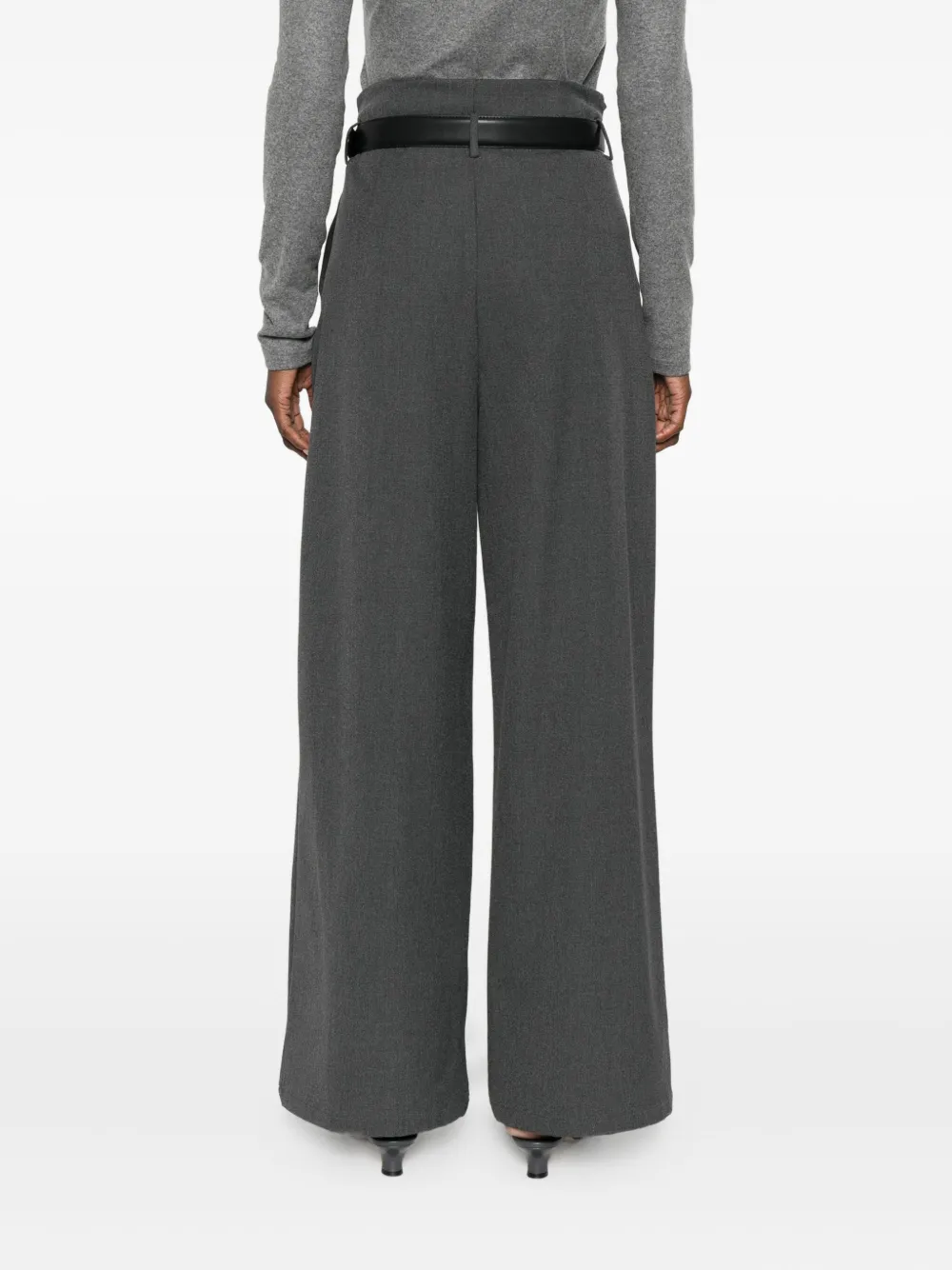 Eleh Belted-waist Trousers In Gray