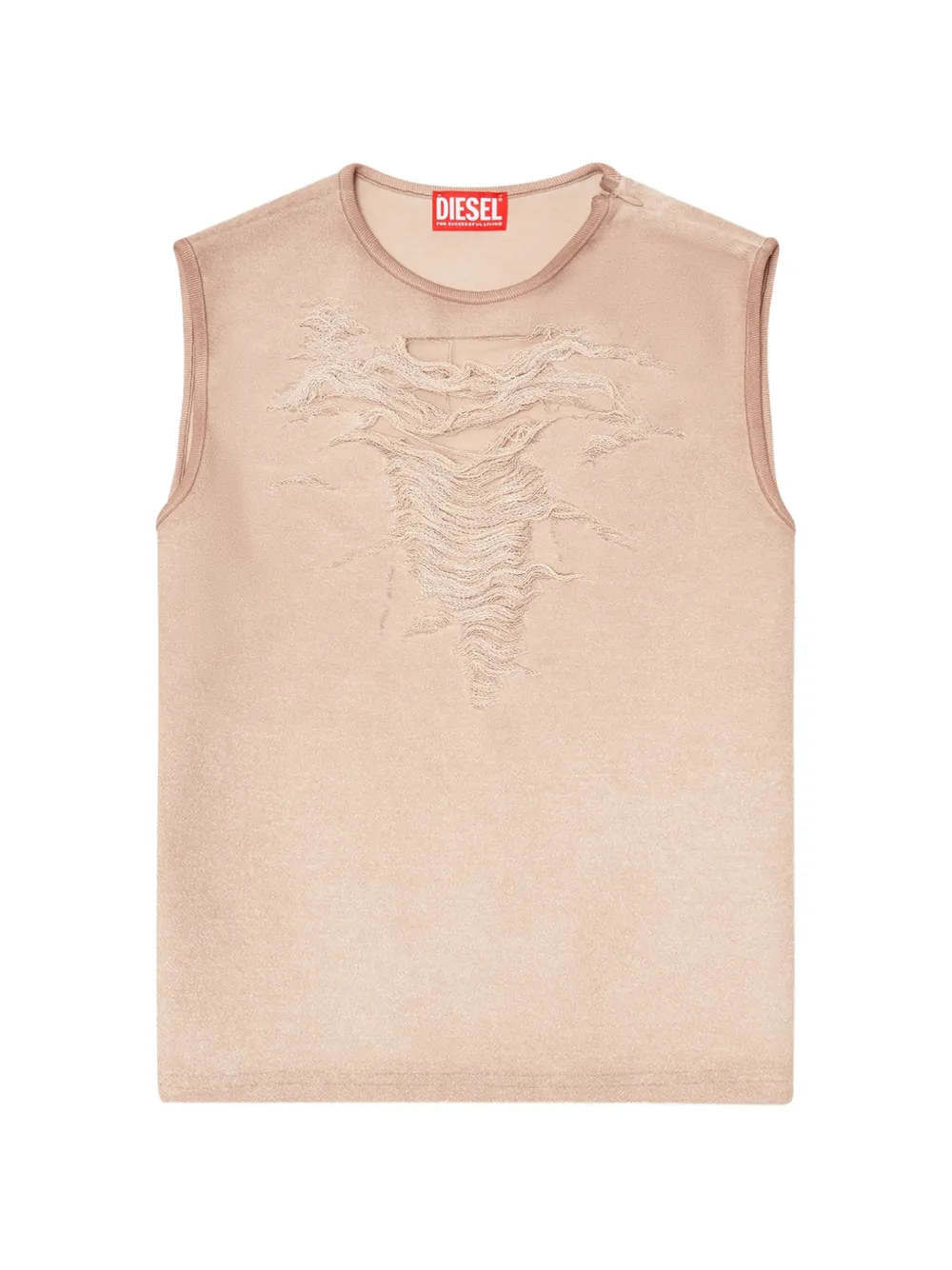 Diesel T-yasy Distressed-detail Vest In Brown