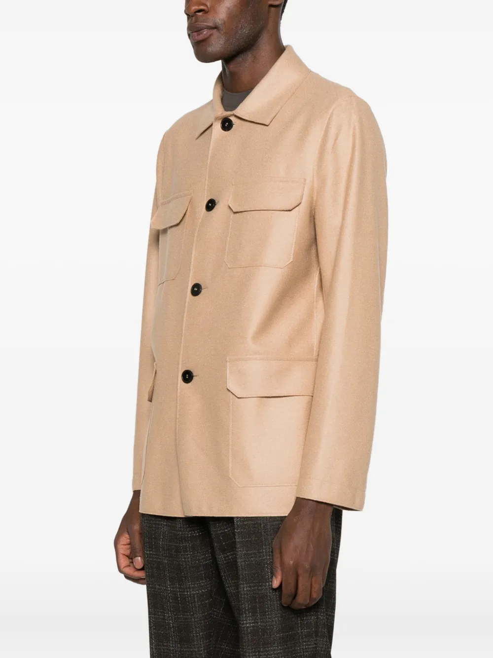 Harris Wharf London Jack van scheerwol met zak Beige