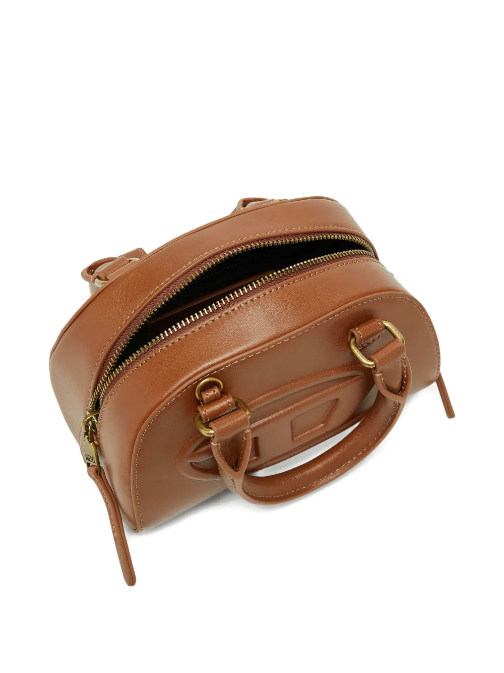 Diesel 1dr Dome Embossed Oval Logo Crossbody Bag In Brown