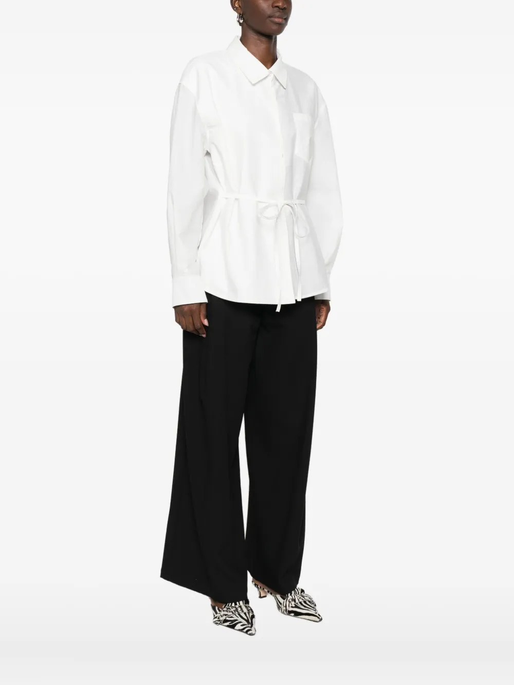 Eleh Tie-waist Shirt In White