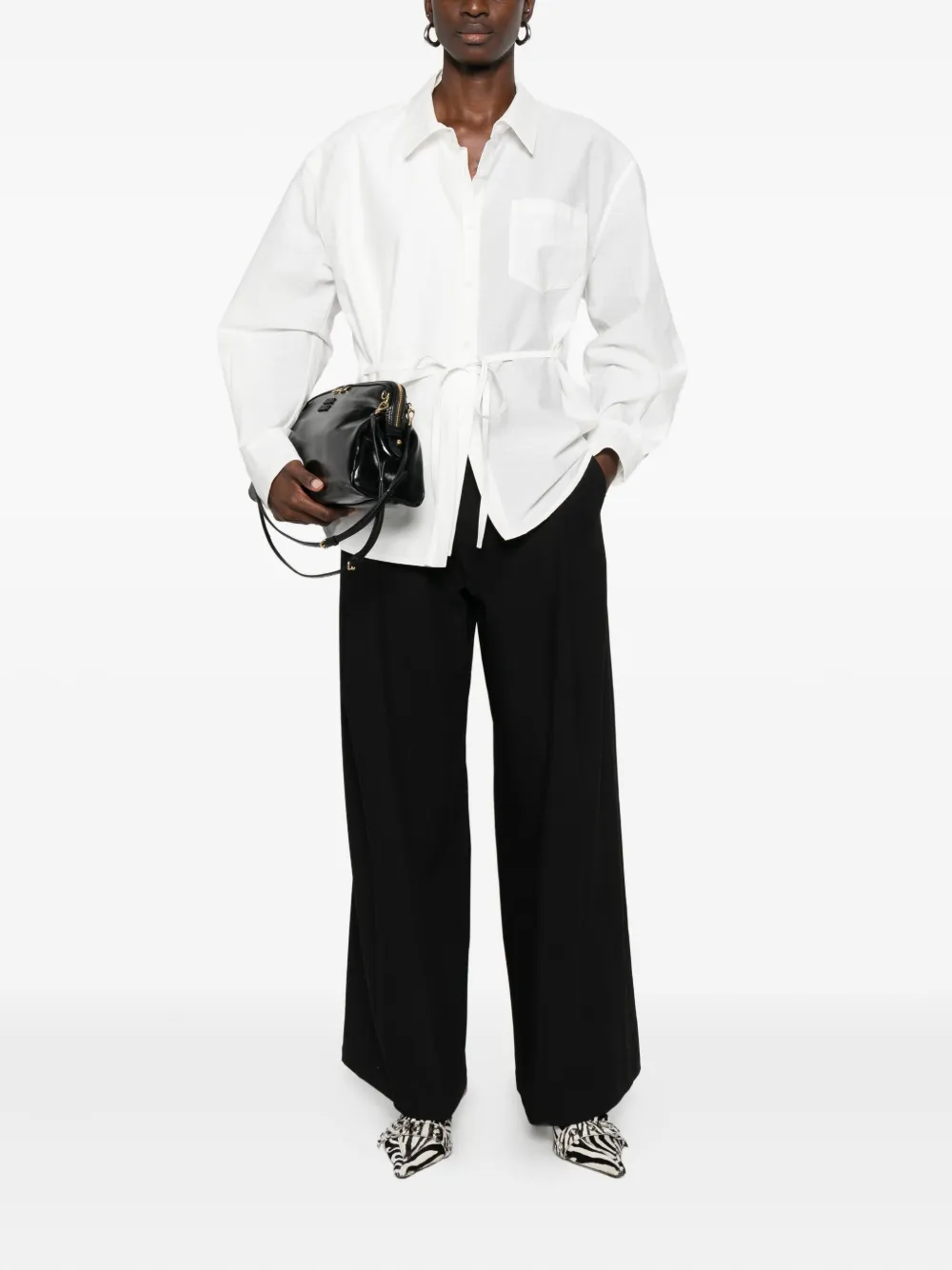 Eleh Tie-waist Shirt In White