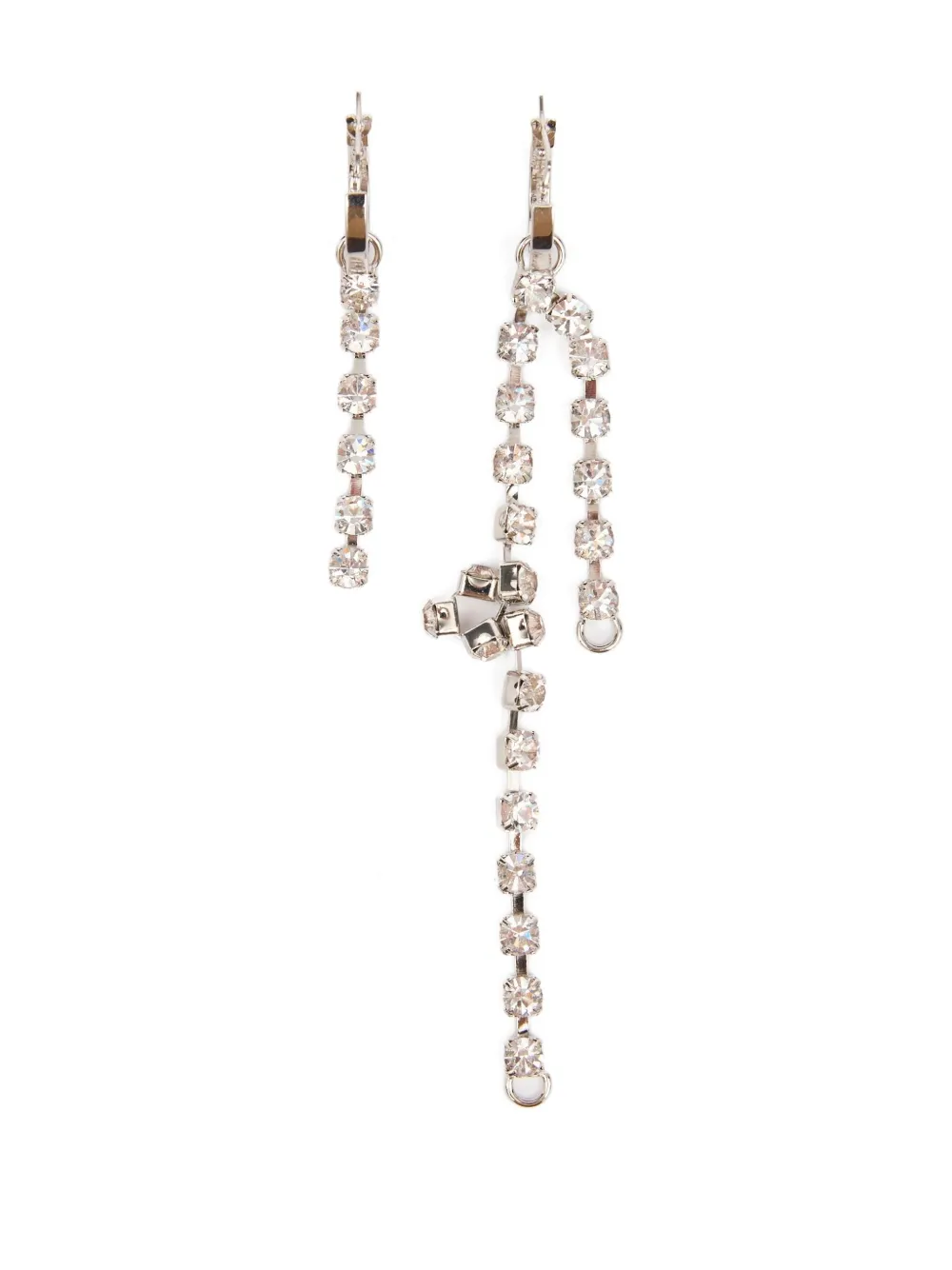 MM6 Maison Margiela Rhinestone Drop Earrings in Silver, view 3