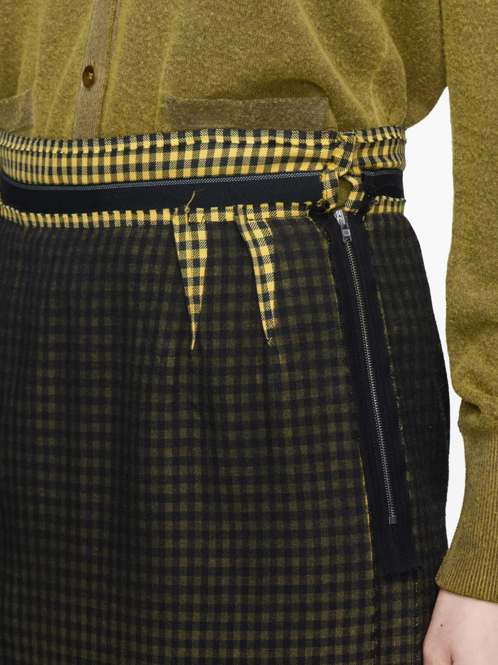 Maison Margiela Geruite wollen rok met vervaagd effect Zwart