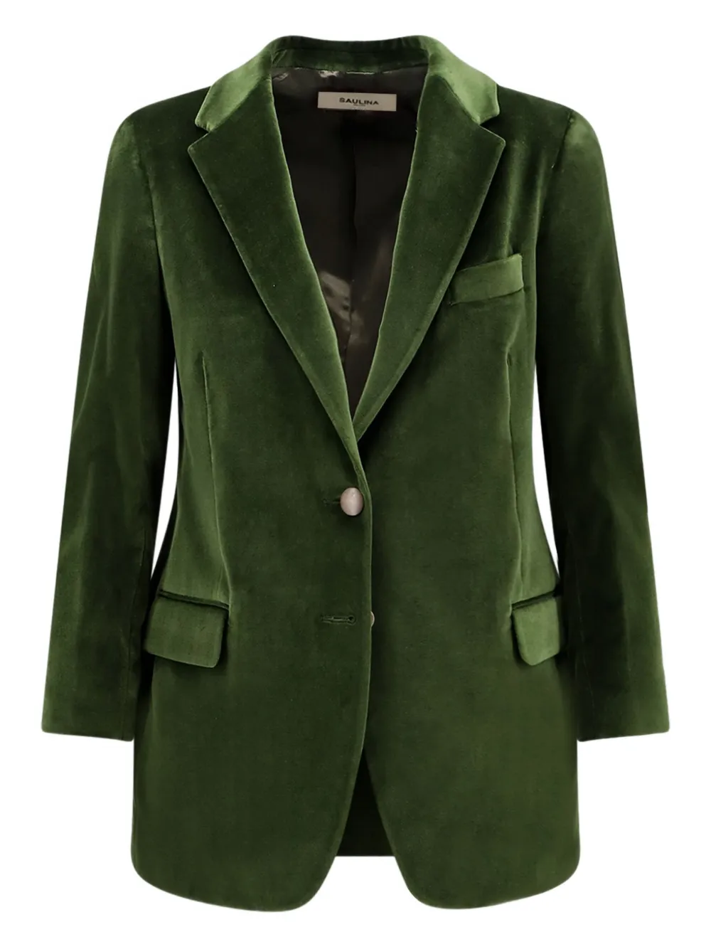 Saulina Antonia Velvet Blazer In Green