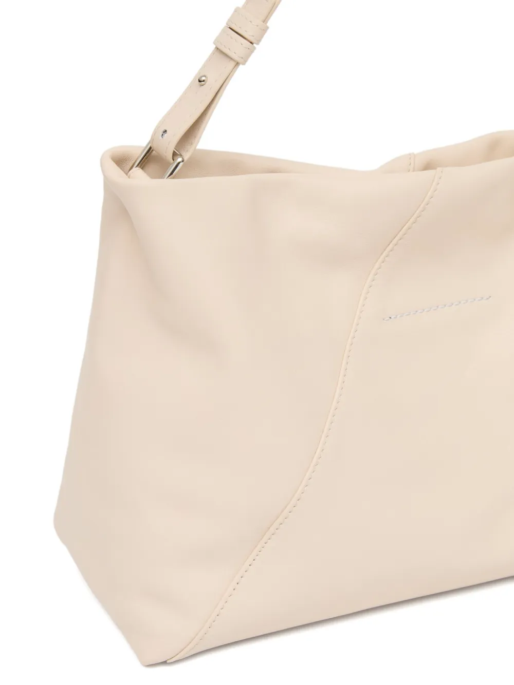 MM6 Maison Margiela Clutch met logo en stiksel Beige