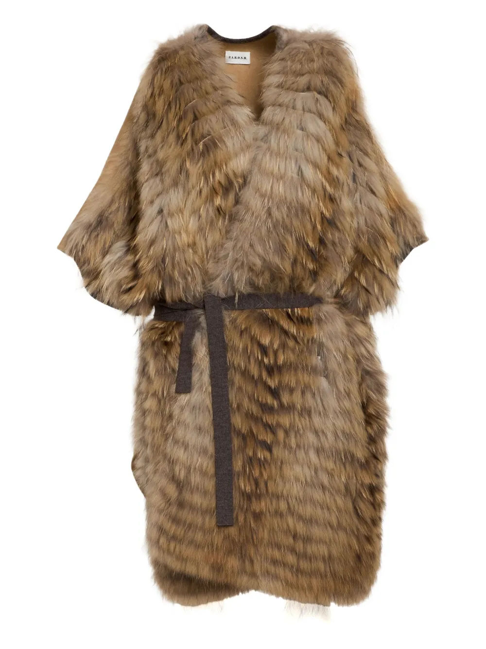 P.A.R.O.S.H. faux-fur belted coat | Brown | Image 1