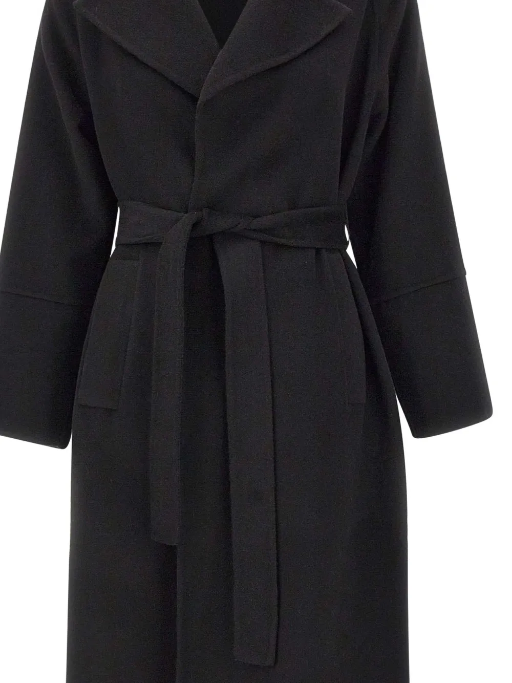 Kaos Notched-lapels Belted Coat In Black