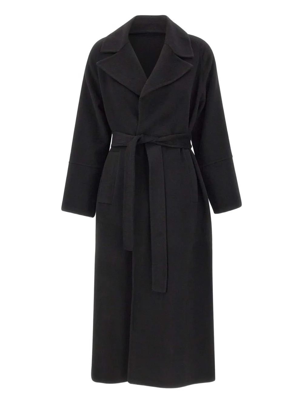 Kaos Notched-lapels Belted Coat In Black
