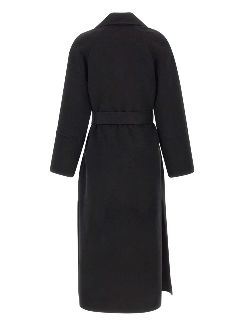 Kaos Notched-lapels Belted Coat In Black