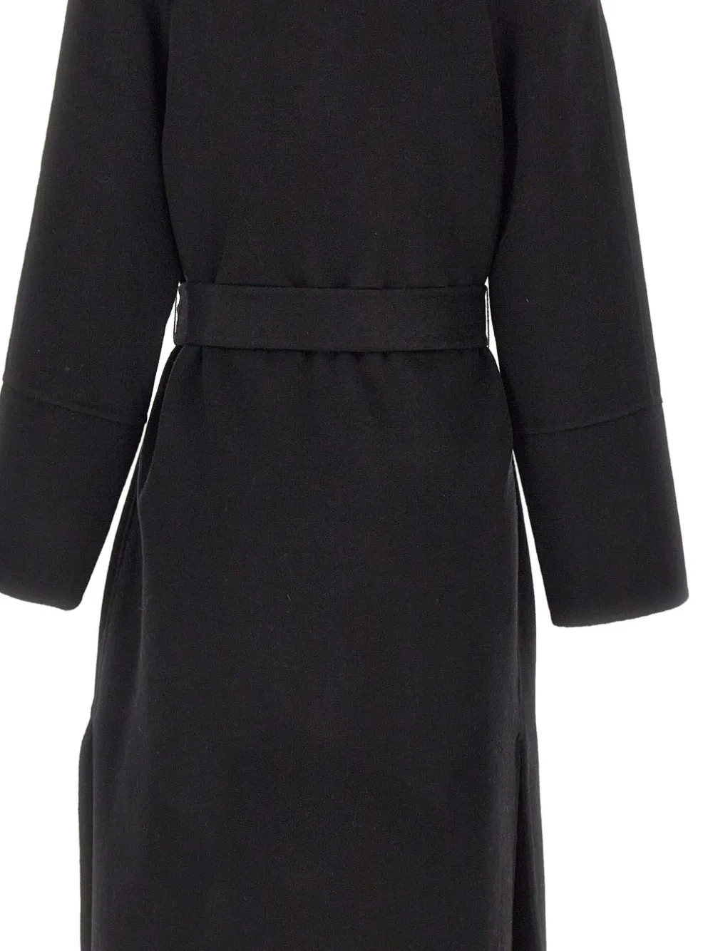 Kaos Notched-lapels Belted Coat In Black