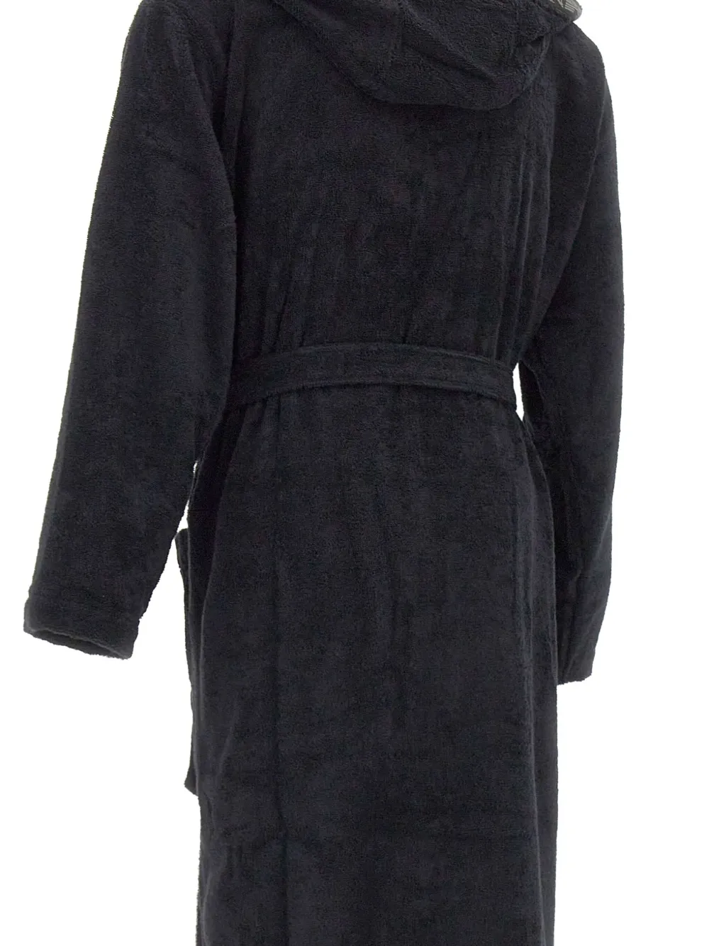 Emporio Armani Logo-trim Hooded Bathrobe In Black