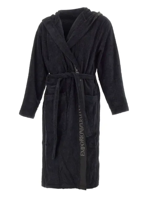 Emporio Armani logo-trim hooded bathrobe