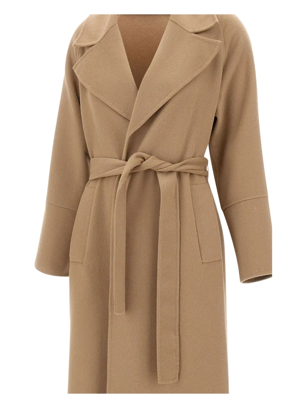 Kaos Peak-lapels Belt Coat In Brown