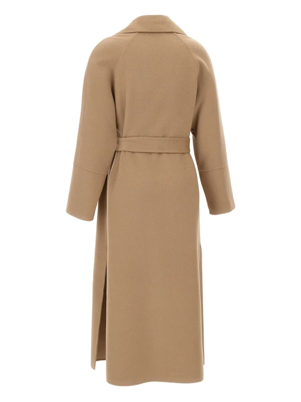 Kaos Peak-lapels Belt Coat In Brown